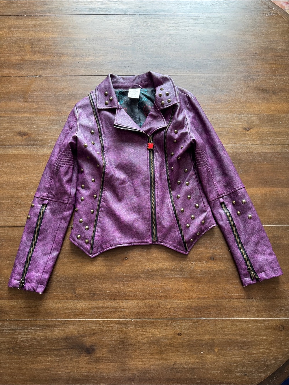 Size 11/12 Disney Descendants Faux Leather Purple Moto Jacket for Girls